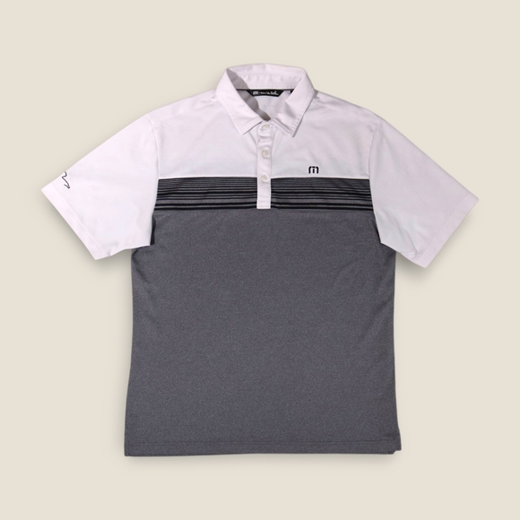 Travis Mathew Other - Travis Mathew Golf Polo Men’s Medium Short Sleeve Shirt Preppy Logo White & Gray